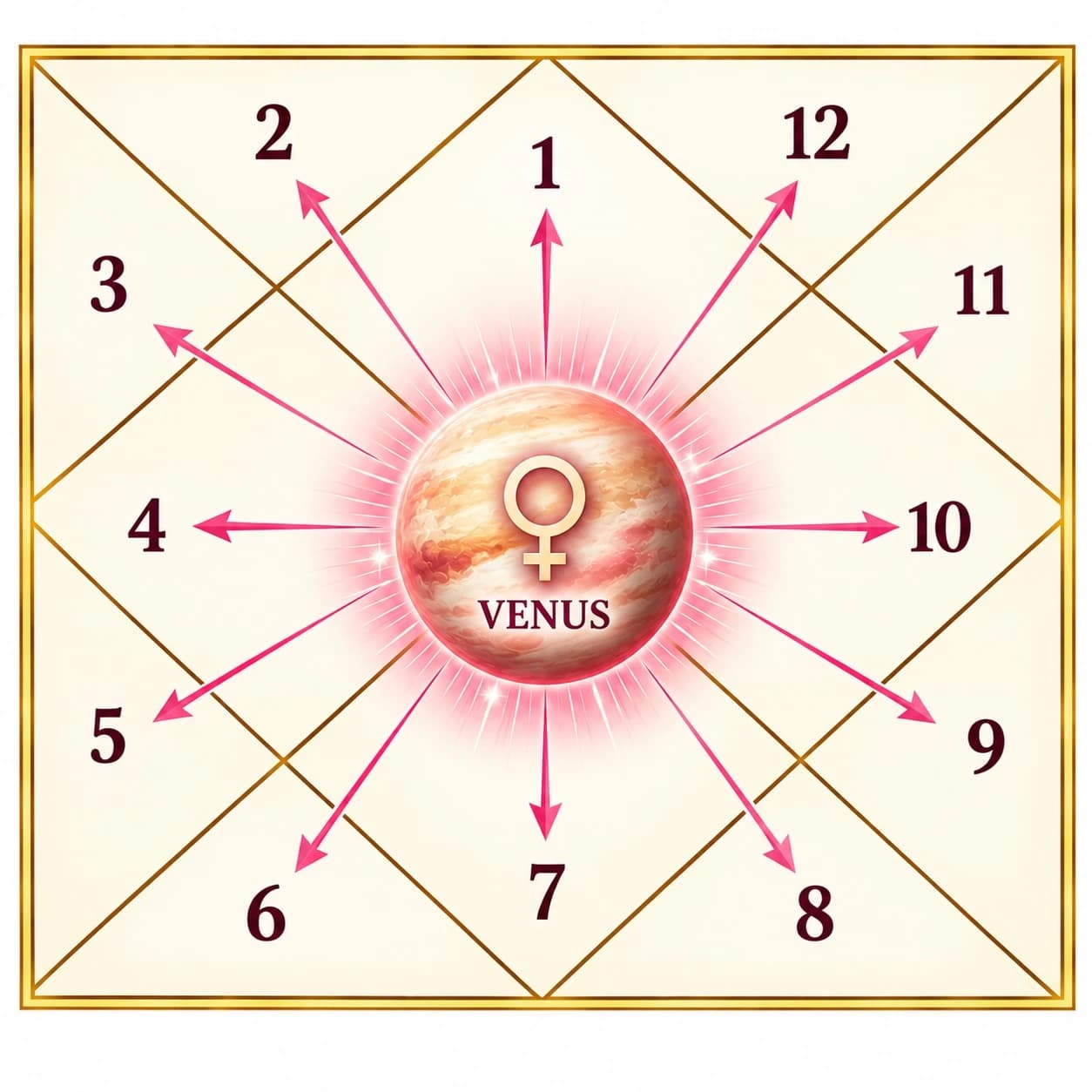 Venus in all houses of the birth chart