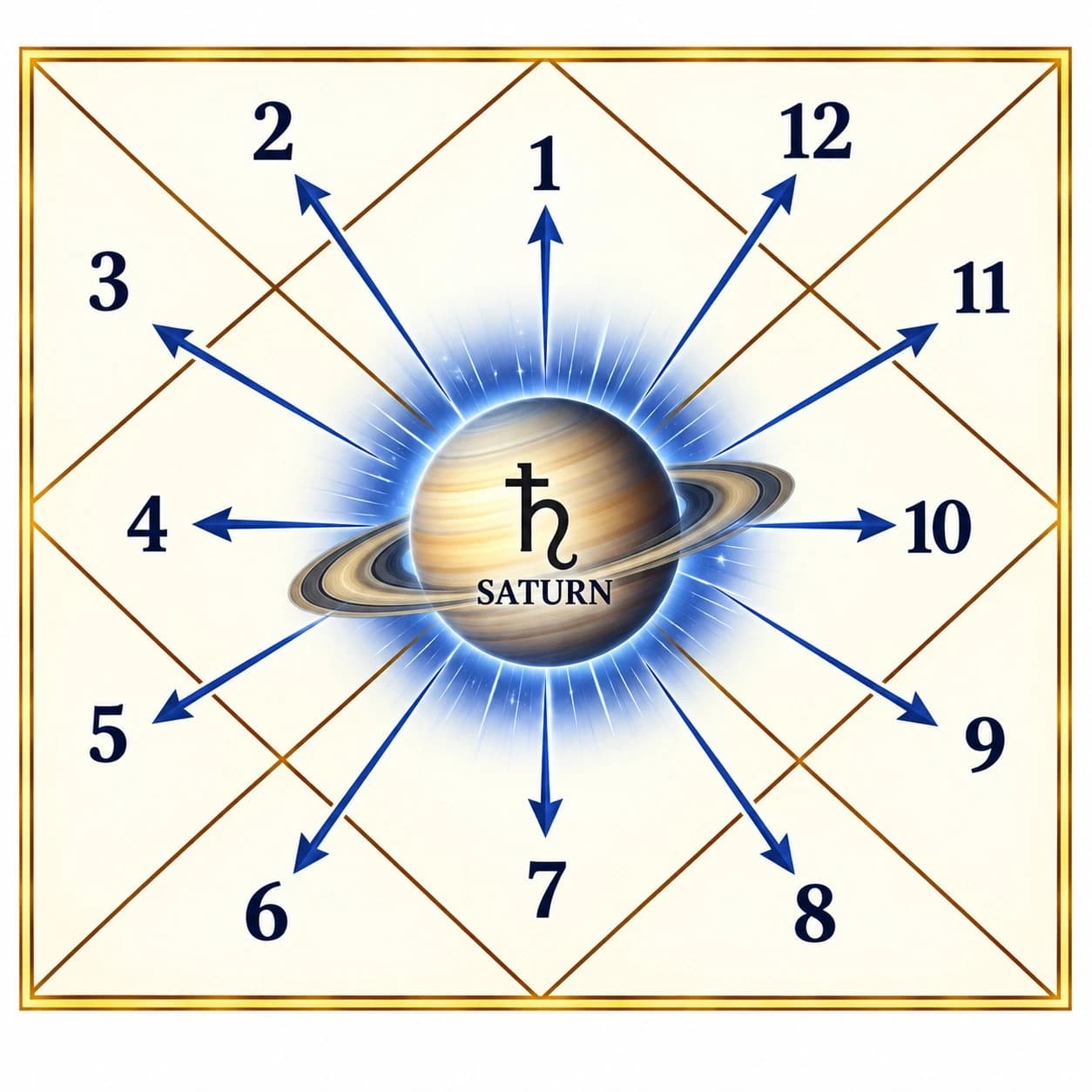 Saturn in all houses of the birth chart