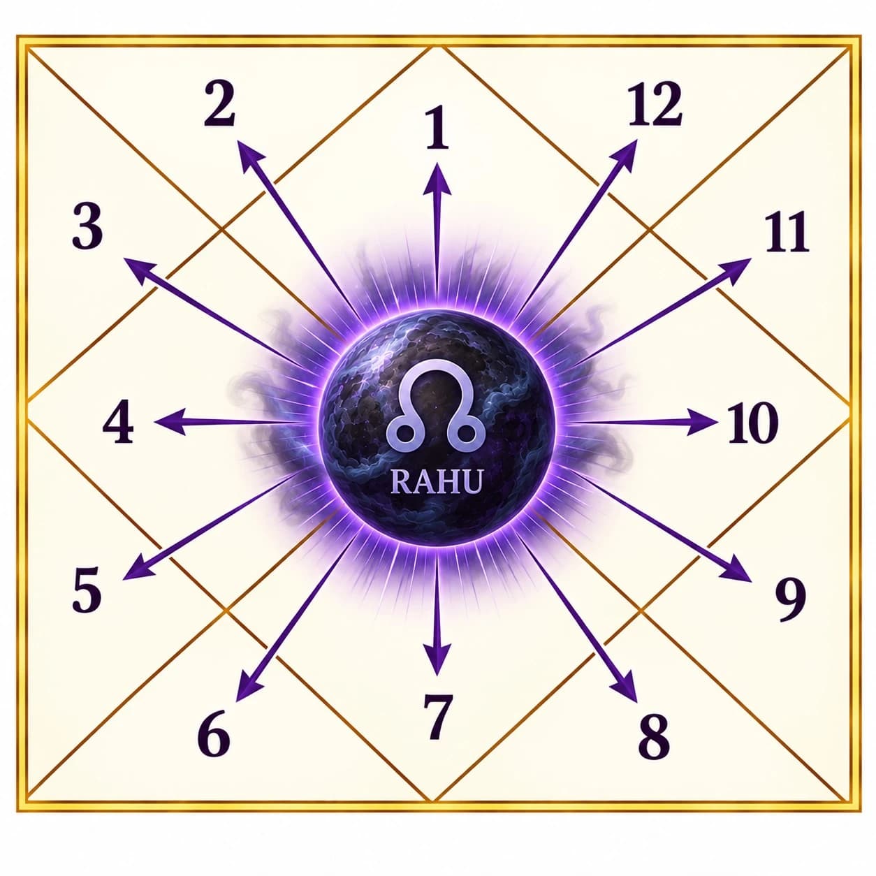 Rahu in all houses of the birth chart